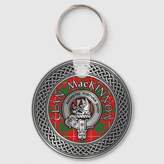 Clan MacKinnon Crest & Tartan Knot Sleutelhanger (Voorkant)