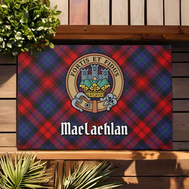 Clan MacLachlan Crest over Tartan Deurmat (Creator heeft geüpload)