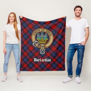 Clan MacLachlan Crest over Tartan Fleece Deken