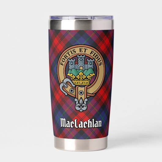 Clan MacLachlan Crest over Tartan Geïsoleerde Drinkbeker (Voorkant)
