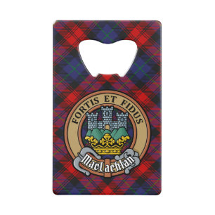 Clan MacLachlan Crest over Tartan Kredietkaart Flessenopener