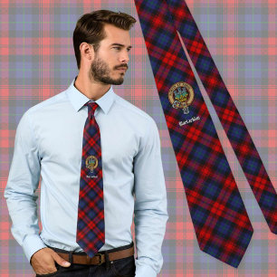 Clan MacLachlan Crest over Tartan Stropdas