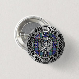 Clan MacLaren Crest & Tartan Knot Ronde Button 3,2 Cm