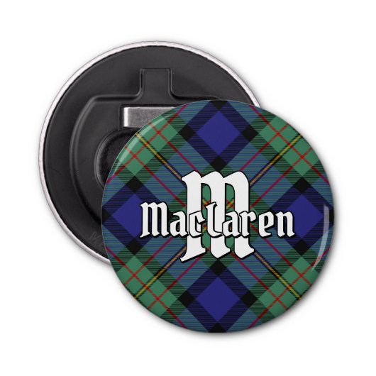 Clan MacLaren Tartan Button Flesopener (Voorkant)