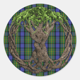 Clan MacLaren Tartan en Keltische levensboom Ronde Sticker