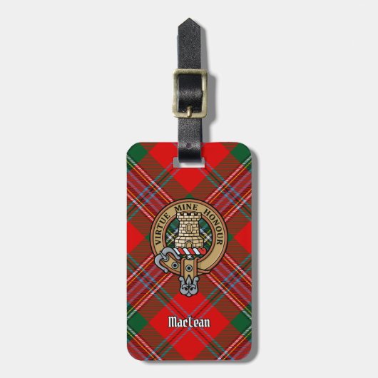 Clan MacLean Crest over Tartan Bagagelabel (Voorkant verticaal)