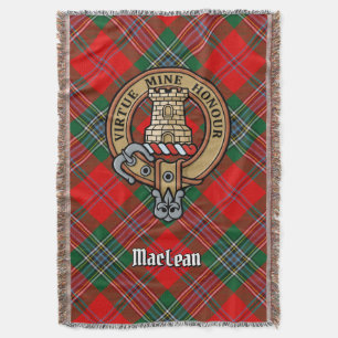 Clan MacLean Crest over tartan Deken