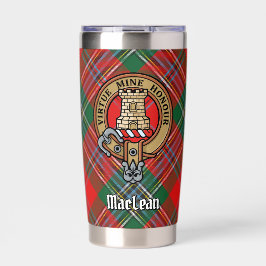 Clan MacLean Crest over Tartan Geïsoleerde Drinkbeker