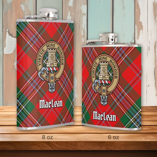 Clan MacLean Crest over Tartan Heupfles