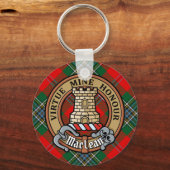 Clan MacLean Crest over Tartan Sleutelhanger (Voorkant)