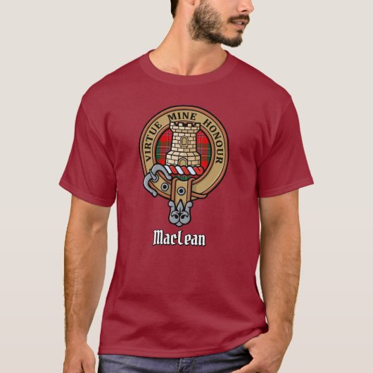 Clan MacLean Crest over Tartan T-shirt (Voorkant)