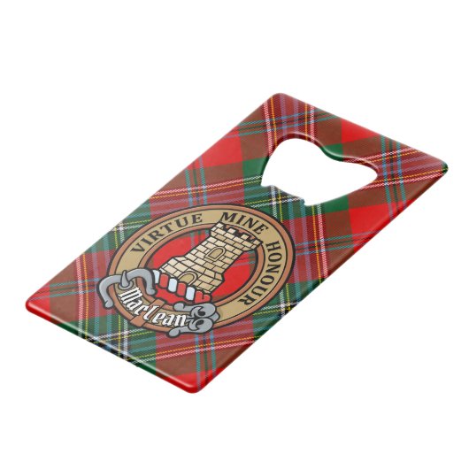 Clan MacLean Crest sur Tartan (Devant Angle)