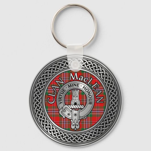 Clan MacLean Crest & Tartan Knot Sleutelhanger (Voorkant)