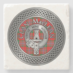 Clan MacLean Crest & Tartan Knot Stone Onderzetter