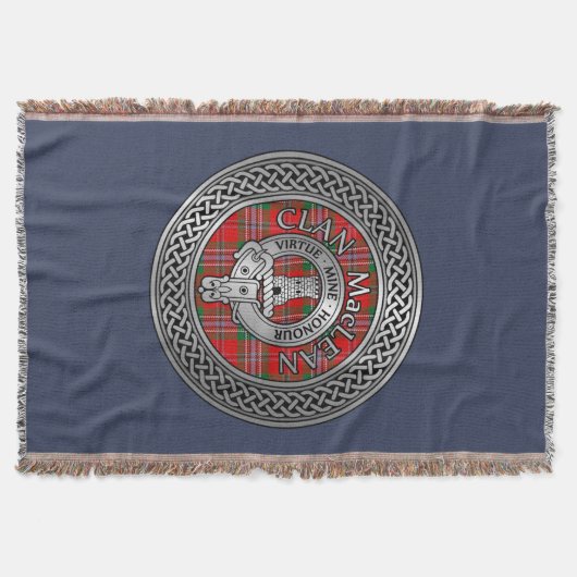 Clan MacLean Crest & Tartan Knot Throw Blanket Deken (Voorkant)