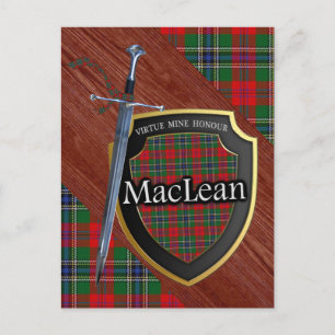 Clan MacLean Tartan Sword & Shield Briefkaart