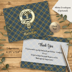 Clan MacLellan Crest op oude tartan Folie Uitnodiging Briefkaart