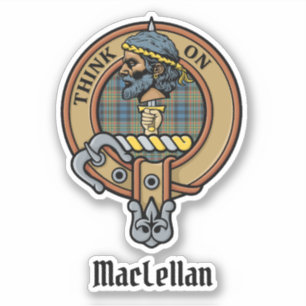 Clan MacLellan Crest op oude tartan Sticker