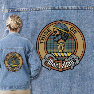 Clan MacLellan Crest over Oude Tartan Denim Jacket