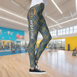 Clan MacLellan Crest over Oude Tartan Leggings