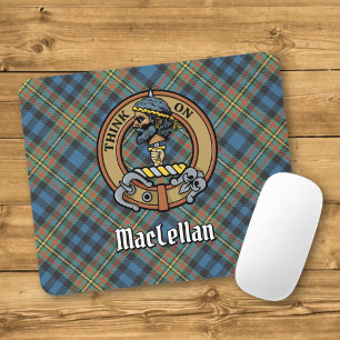 Clan MacLellan Crest over Oude Tartan Muismat