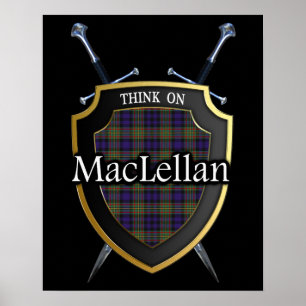 Clan MacLellan Tartan Scottish Shield & Swords Poster