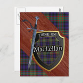 Clan MacLellan Tartan Sword & Shield Briefkaart (Voorkant / Achterkant)