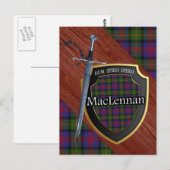 Clan MacLennan Tartan Sword & Shield Briefkaart (Voorkant / Achterkant)
