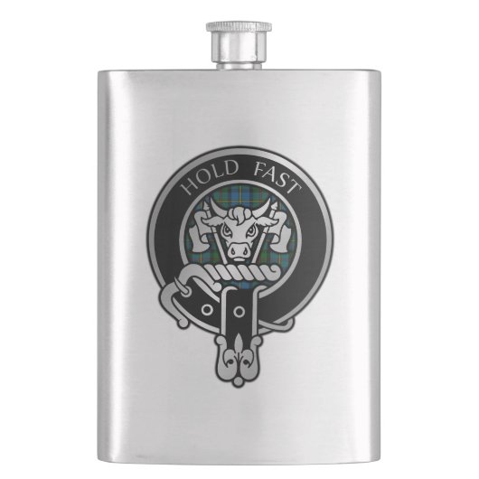 Clan MacLeod Crest & Hunting Tartan Flask Flacon (Voorkant)