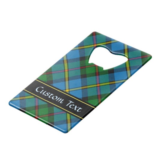Clan MacLeod Crest over jagen op Tartan Kredietkaart Flessenopener (Achterkant Gekanteld)
