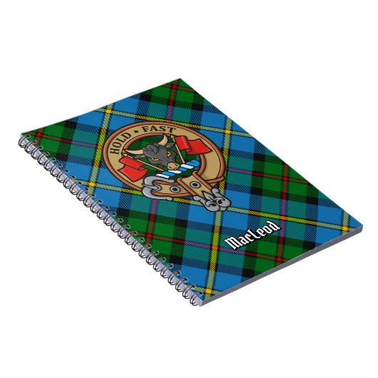 Clan MacLeod Crest over jagen op Tartan Notitieboek (Rechterzijde)