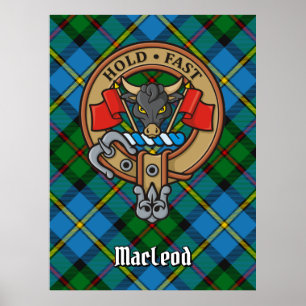 Clan MacLeod Crest over Tartan Poster