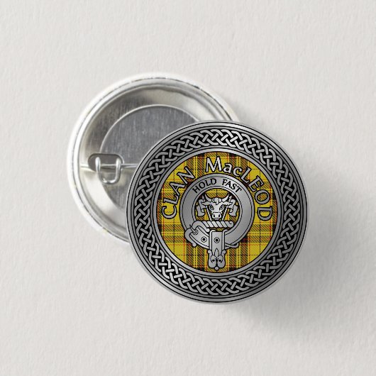 Clan MacLeod Crest & Tartan Knot Button (Voorkant /achterkant)