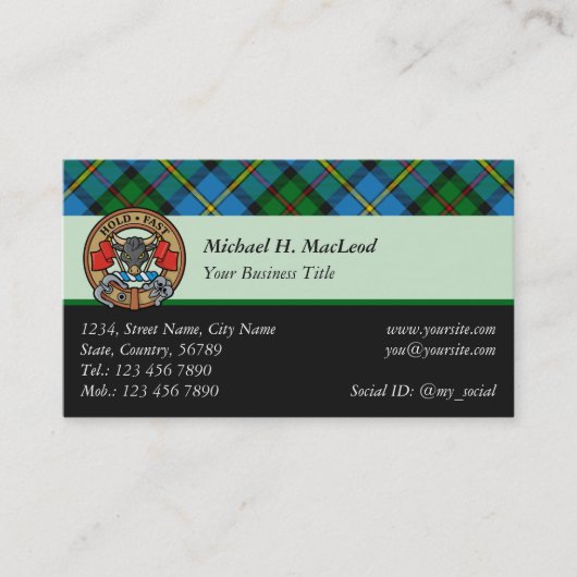 Clan MacLeod Hunting Tartan Visitekaartje (Voorkant)