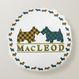 Clan MacLeod Scottish Tartan Scottie Dogs Rond Kussen