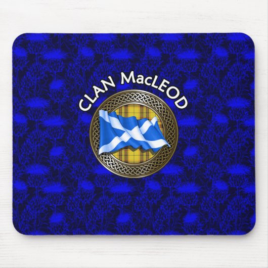 Clan MacLeod Tartan Knot & Flag Muismat (Voorkant)