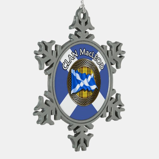 Clan MacLeod Tartan Knot & Flag Tin Sneeuwvlok Ornament (Links)
