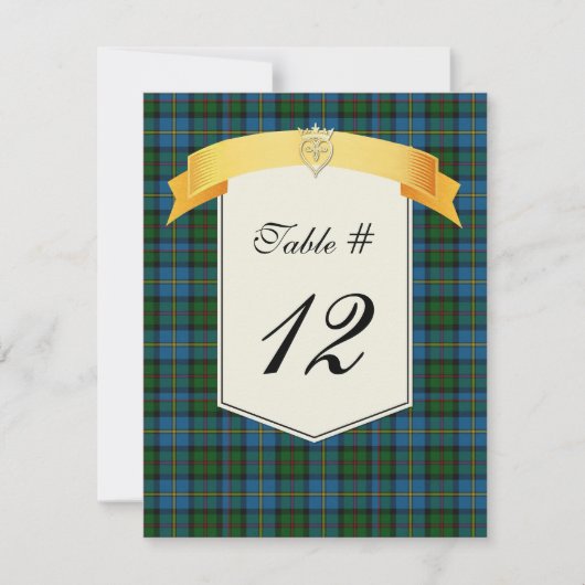 Clan MacLeod Tartan Plaid Mariage Numéro de table (Devant)