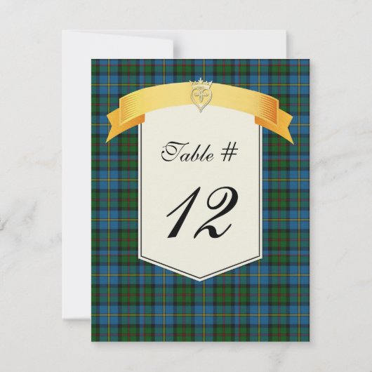 Clan MacLeod Tartan Plaid Mariage Numéro de table (Dos)