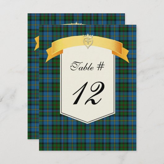 Clan MacLeod Tartan Plaid Mariage Numéro de table (Devant / Derrière)