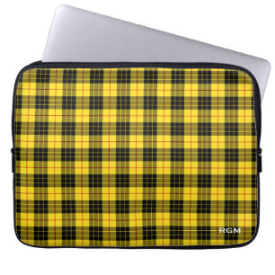 Clan MacLeod Tartan Yellow & Black geplakt monogra Laptop Sleeve