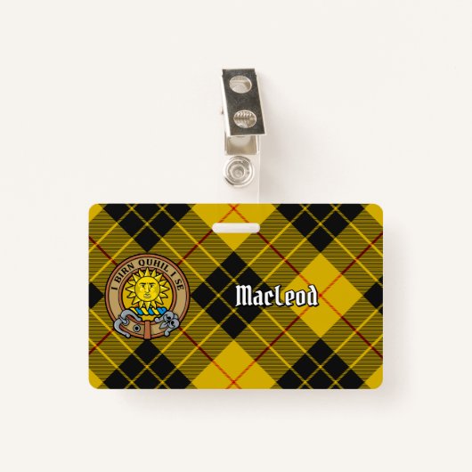 Clan MacLeod van Lewis Crest over Tartan Badge (Voorkant met clip)
