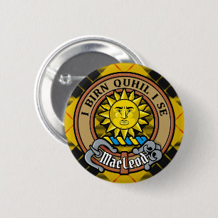 Clan MacLeod van Lewis Crest over Tartan Ronde Button 5,7 Cm