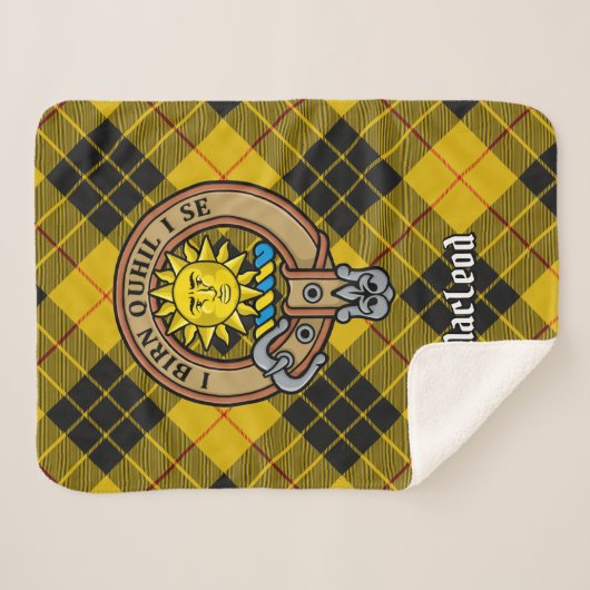 Clan MacLeod van Lewis Crest over Tartan Sherpa Deken (Voorkant (horizontaal))