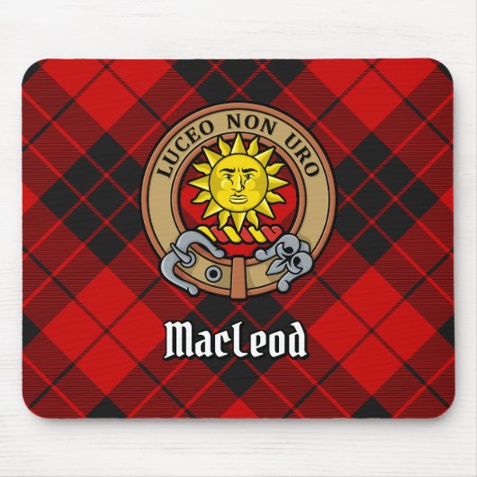 Clan MacLeod van Raasay Crest over Tartan Muismat (Voorkant)