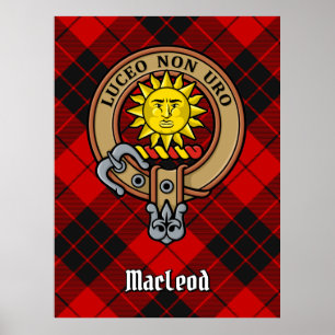 Clan MacLeod van Raasay Crest over Tartan Poster