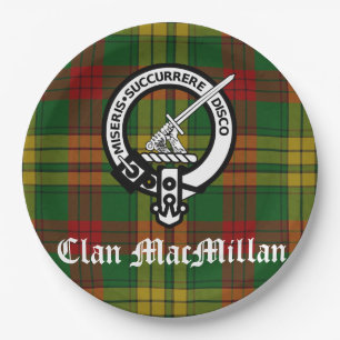 Clan MacMillan Crest Badge en Tartan Papieren Bordje