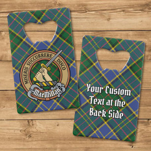 Clan MacMillan Crest over de jacht op Tartan Kredietkaart Flessenopener