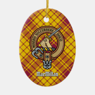 Clan MacMillan Crest over jurk Tartan Keramisch Ornament