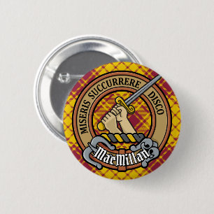 Clan MacMillan Crest over jurk Tartan Ronde Button 5,7 Cm